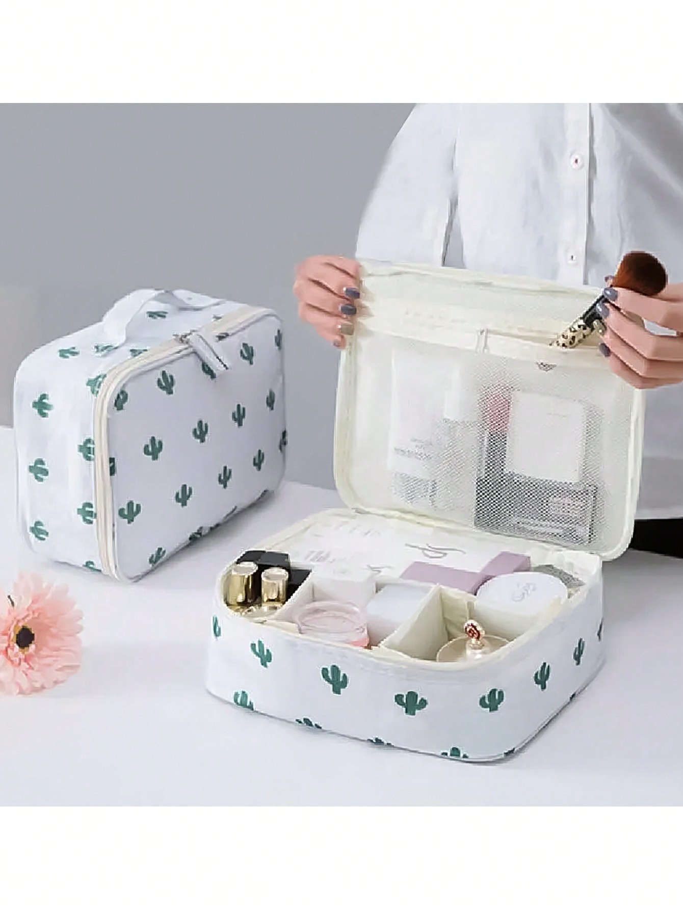 Travel Accessories Organizer Bag - 1 Pcs Cactus Print Waterproof Cosmetic