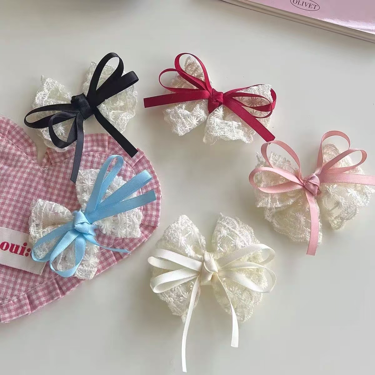2Pcs Elegant Lace Bow Hairpins - Travel Accessories For Elderly 评论和价格
