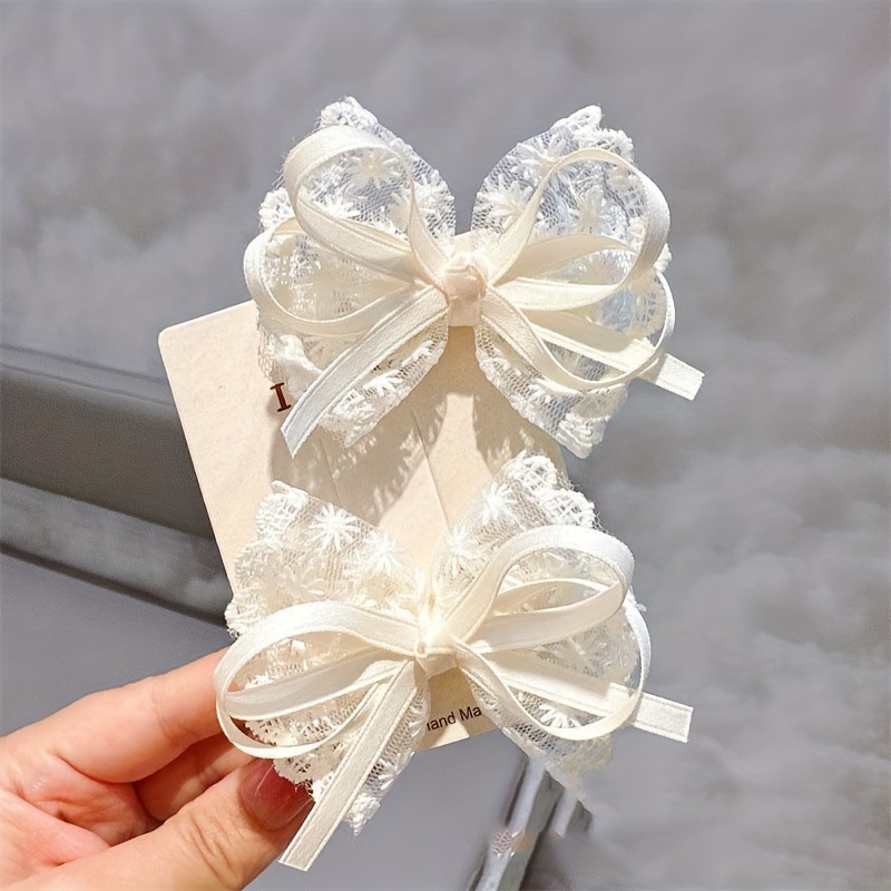 2Pcs Elegant Lace Bow Hairpins - Travel Accessories For Elderly 评论和价格