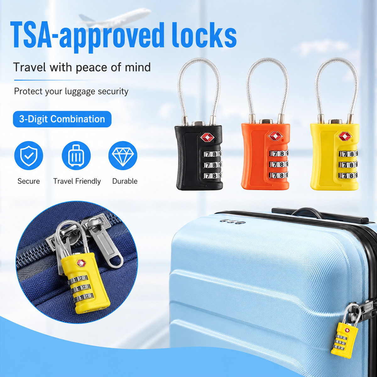 TSA Approved Luggage Lock 3 Di - Travel Lock Tsa Approved 评论和价格
