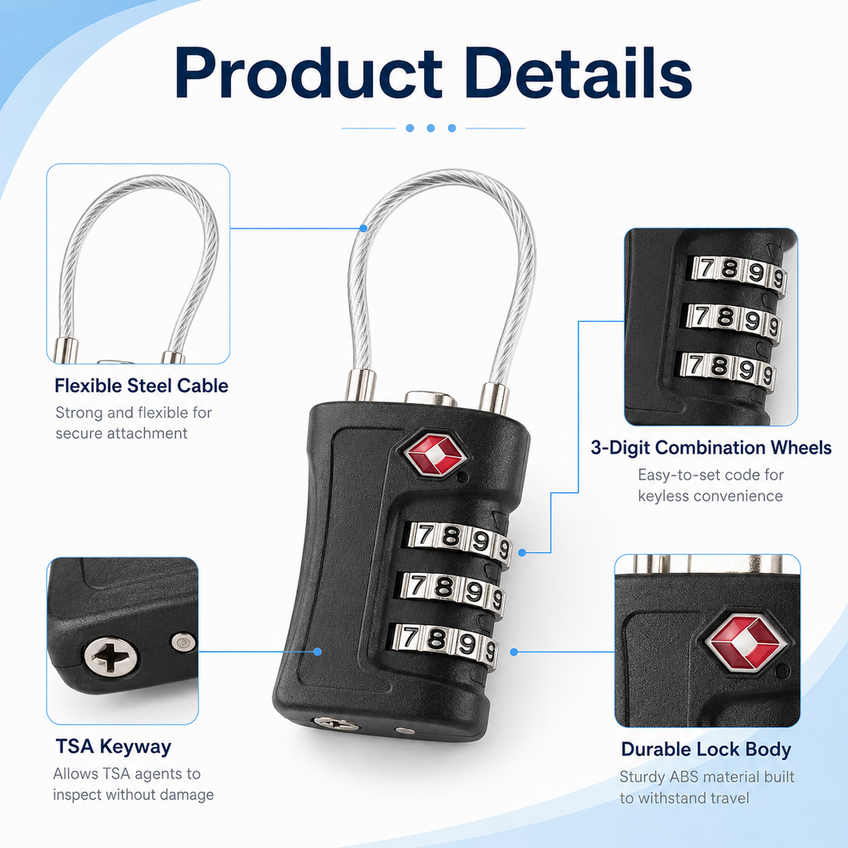 TSA Approved Luggage Lock 3 Di - Travel Lock Tsa Approved 评论和价格