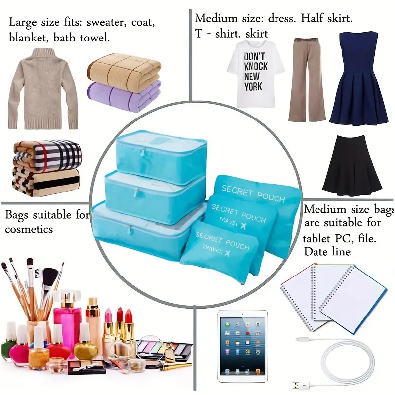 6pcs Travel Storage Bag Large  - Travel Accessories Organiser 评论和价格