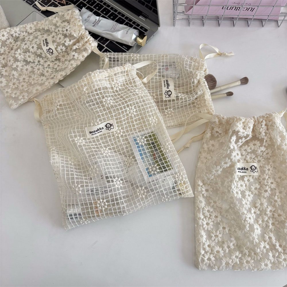 Lace Embroidered Daisy Mesh Dr - Travel Accessories Organizer Bag 评论和价格