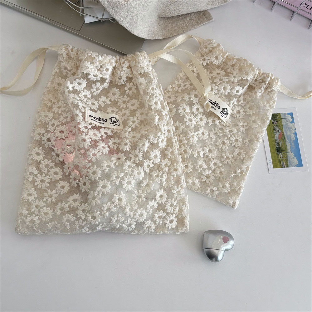 Lace Embroidered Daisy Mesh Dr - Travel Accessories Organizer Bag 评论和价格
