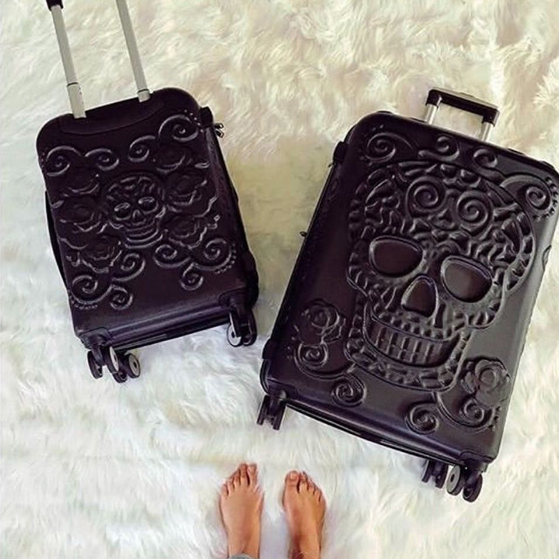 Punk Trend Skeleton Suitcase P - Travel Lock Tsa Approved 评论和价格